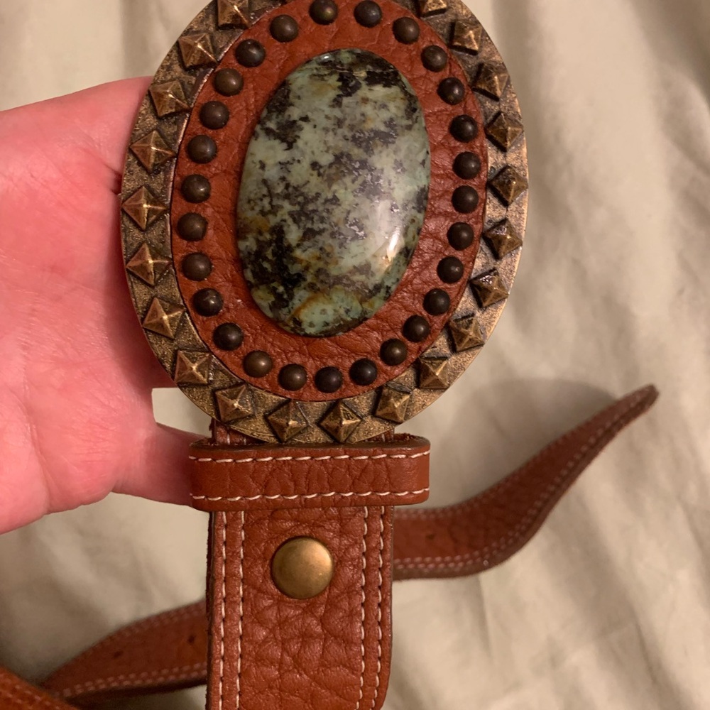 Authentic brand new rare 100% leather belt with stone M-L . Never been worn!